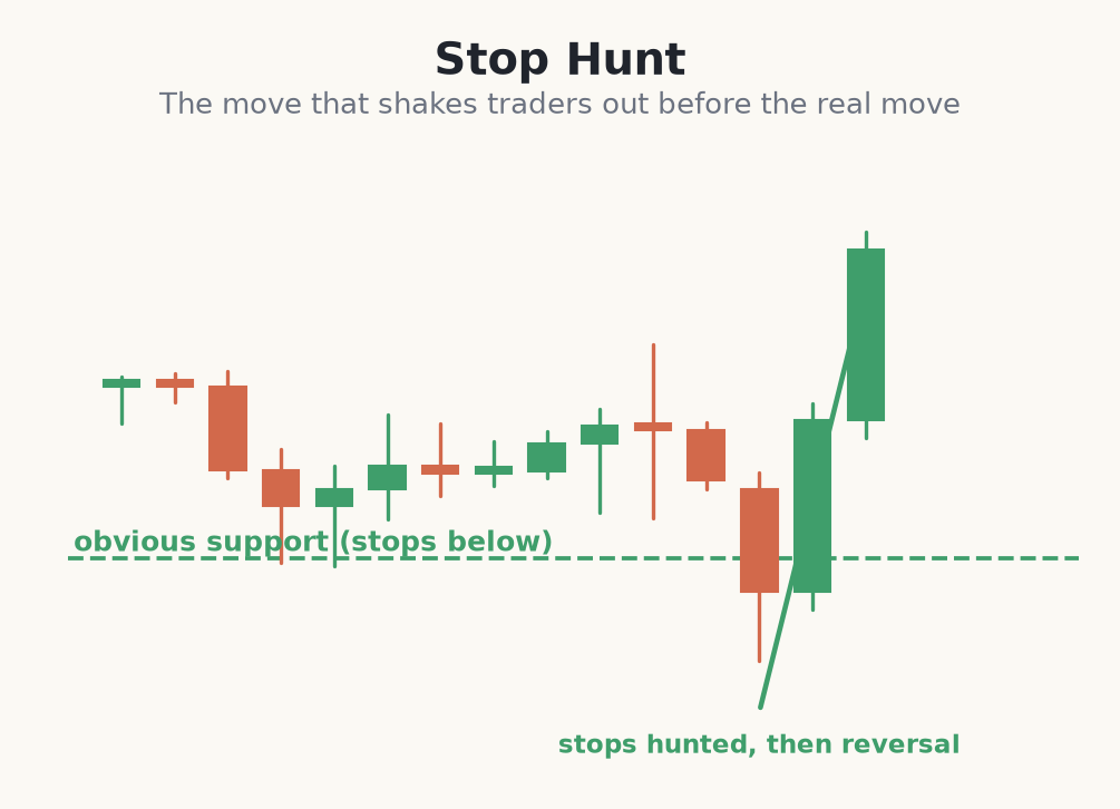 A stop hunt below support before reversing